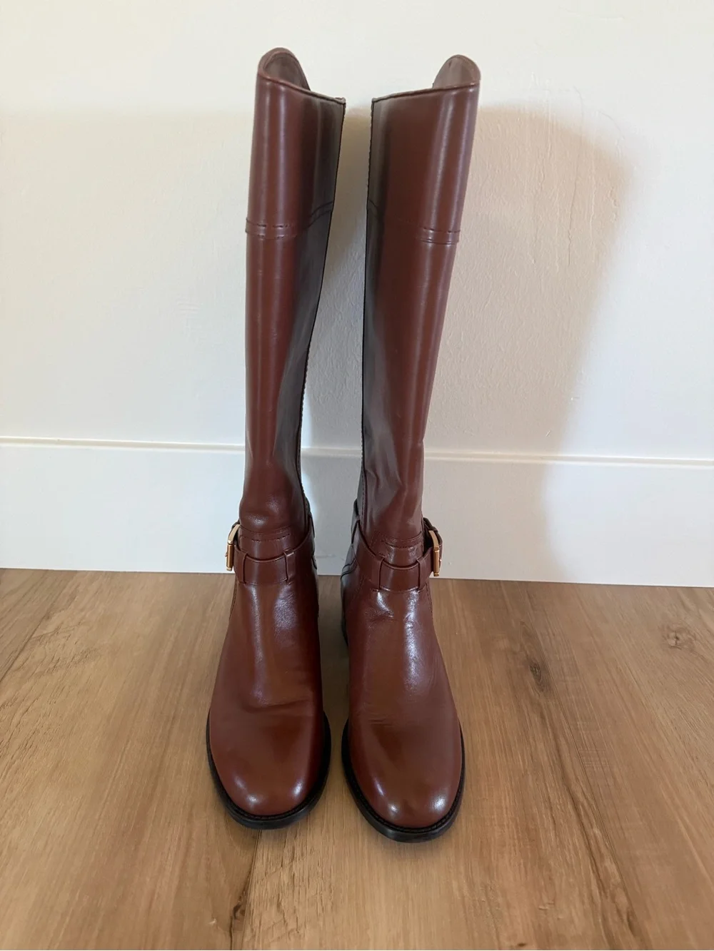 Tory Burch Brown Leather Riding Boots Adeline